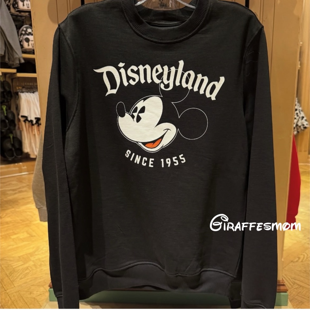Disney Parks 2025 Disneyland 1955 Mickey Mouse Black Pullover Crewneck Sweatshir